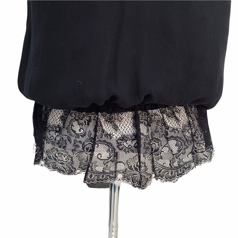 Express Black Lace Peplum Silk Blouse Sequins M - Picture 8 of 15